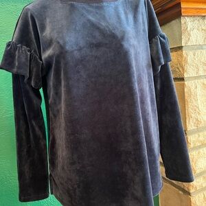 Elegant Blue Velvet Women's Top